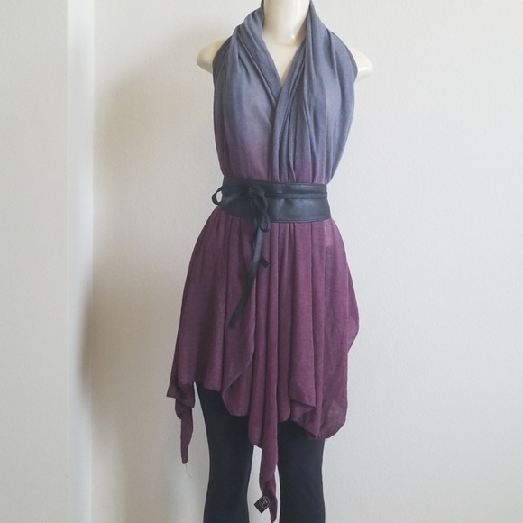 Long Asymmetrical Tie-Dye Scarf Knit Scarf / Wrap - Picture 4 of 8